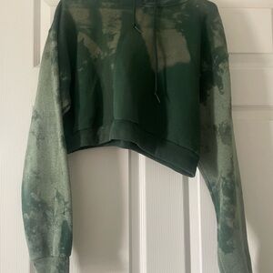 Green Tie-Dye Women's Cropped Hoodie